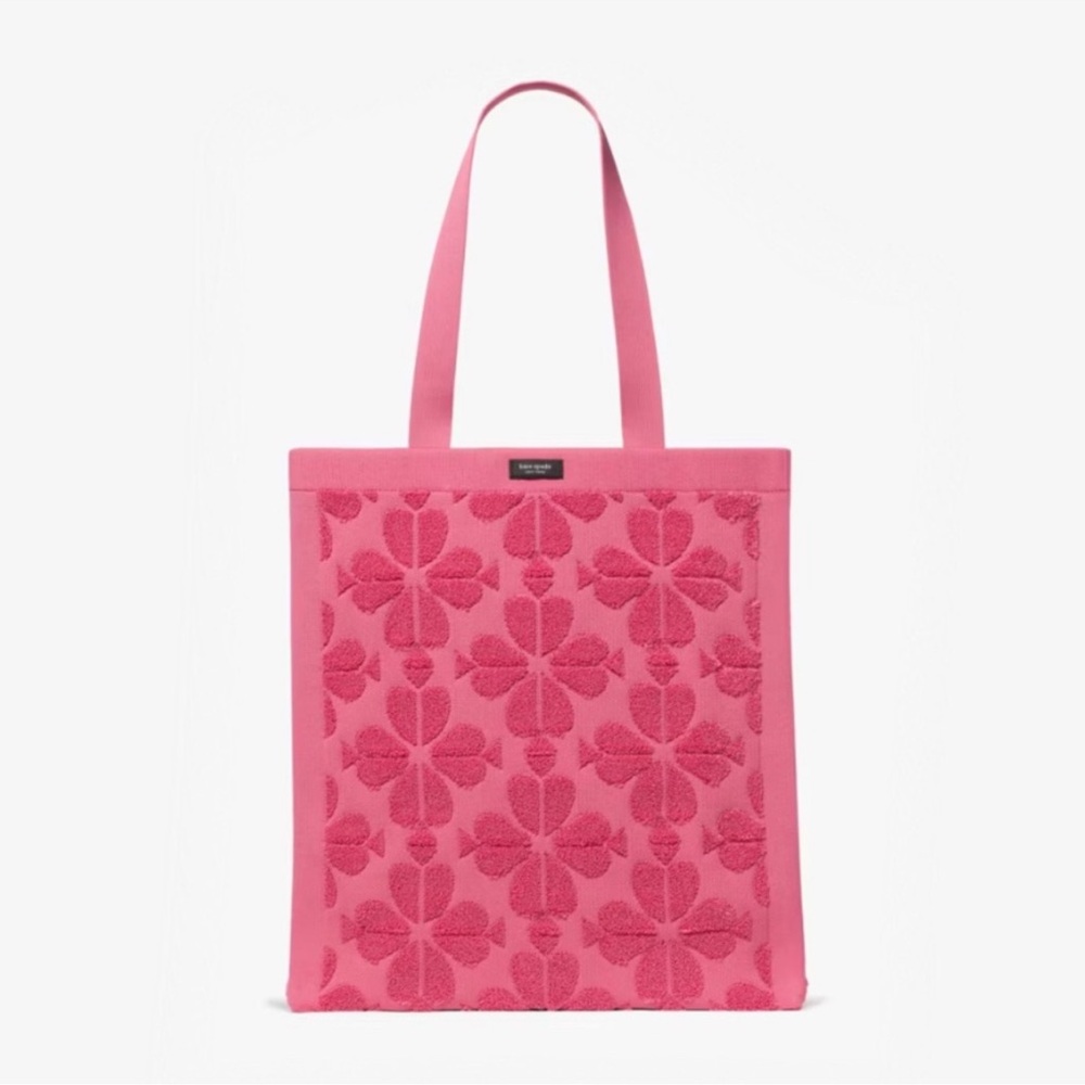 NWT - Kate Spade - Brooke Spade Flower Patterned Terry Large Tote, Rose Oil Pink